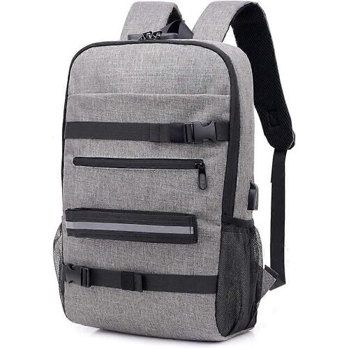Sac à dos pour ordinateur portable avec port de chargement USB, sac à dos multifonctionnel de voyage et d'affaires durable gris