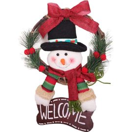 Guirlande de Noël de 20 cm, pendentif décoratif en forme de poupée de Noël en rotin