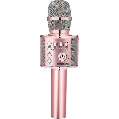 Microphone Karaoké Sans Fil Bluetooth Bonaok, 3 En 1, Portable, Portable, Compatible Avec Tous Les Smartphones, Idéal Pour Les Filles Et Les Adultes.