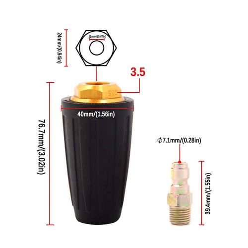 Buse turbo pour nettoyeur haute pression de voiture 3 600 psi, buse de pulvérisation rotative de 6,35 mm, connexion rapide, outil de nettoyage de voiture