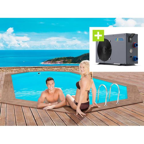 Piscine bois ' Rio ' - 5.60 x 3.70 x 1.24 m + Pompe à chaleur - Puissance 6.1 kW