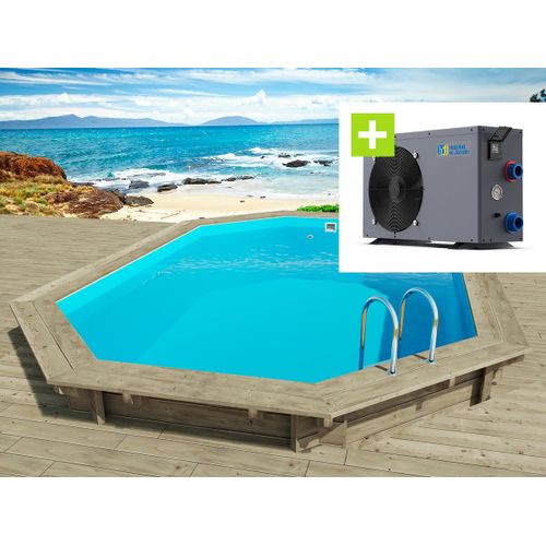 Piscine bois "Florida 145 " - 6.57 x 4.57 x 1.44 m + Pompe à chaleur - Puissance 6.1 kW