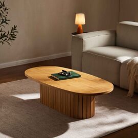 Table basse ovale en mélaminé bois
