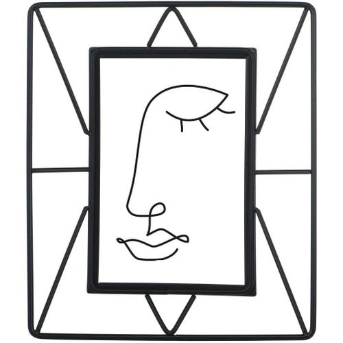CAYPP-Cadre Photo EnMétal Noir 10 X 15 Cm,Pour Portrait,À Poser,Cadre Amovible,Debout Avec Pied,Cadre Portrait Avec Verre,Design Industriel,Noir