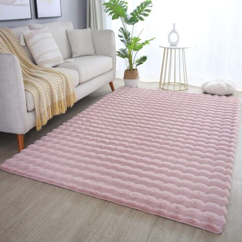 Tapis Doux Aspect Bulles Rose 80x150