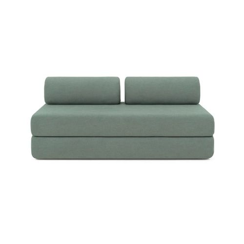 Canapé D'angle Convertible 6 Places En Tissu Bleu Vert