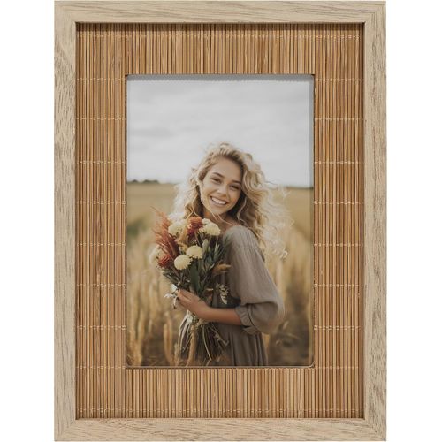 Cadre Photo Boho 10x15, Cadre Photo 10 x 15 Pour Le Mur, Cadre Photo En Bambou Naturel Tissé Mur Ou Cadeau De Table Pour La Famille, Maman, Papa, Grand-Mère, Amis