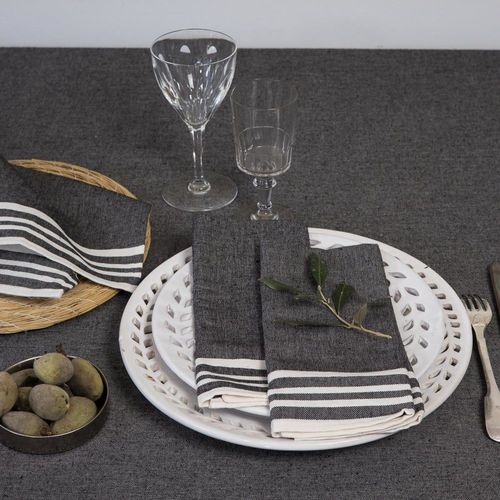 Serviette De Table (X4) Coton Noir 45x45