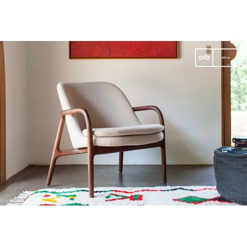 Fauteuil En Frêne Massif Et Bouclette Écrue