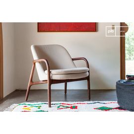 Fauteuil En Frêne Massif Et Bouclette Écrue