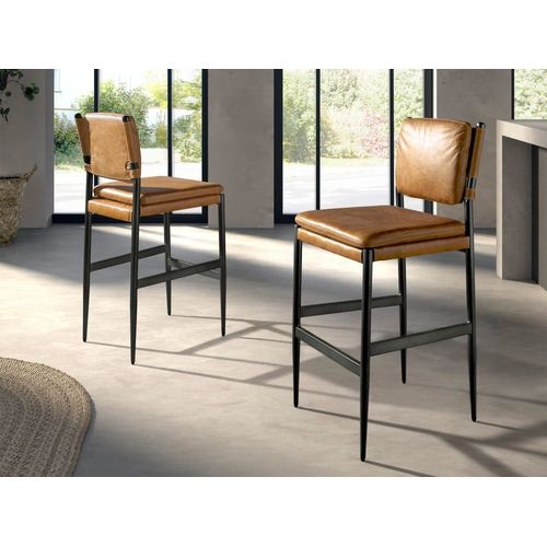 Tabouret En Cuir Marron