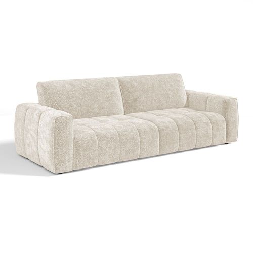 Canapé 4 Places Velours Chenillé Crème