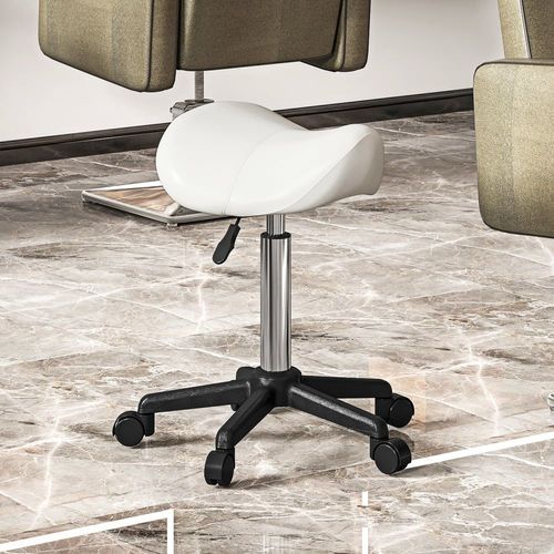 Tabouret De Massage Pivotant 360° Polyuréthane Et Métal Blanc