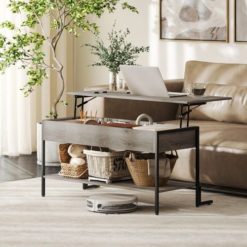 Table Basse Avec Plateau Relevable Panneau De Particules Gris