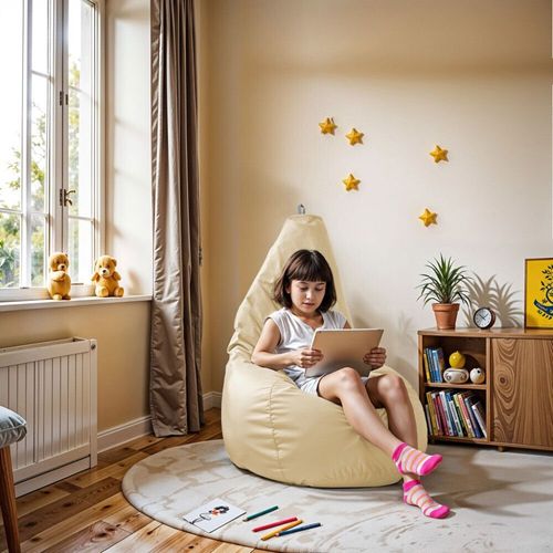 Pouf Poire Similicuir Indoor Écru Happers Xl