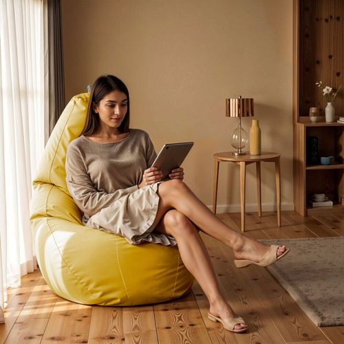 Pouf Poire Similicuir Indoor Moutarde Happers Xxl