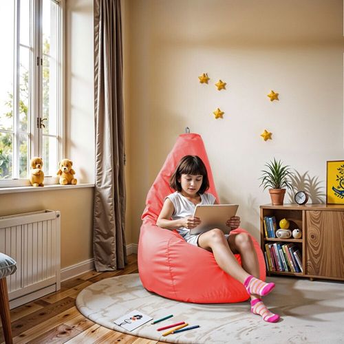 Pouf Poire Similicuir Indoor Corail Happers Xl