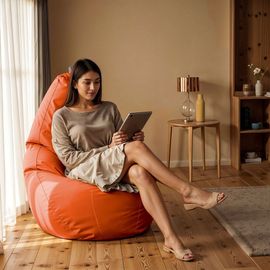 Pouf Poire Similicuir Indoor Orange Happers Xxl