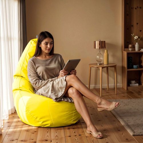 Pouf Poire Similicuir Indoor Jaune Happers Xxl