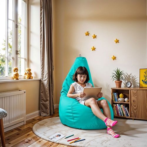 Pouf Poire Similicuir Indoor Turquoise Happers Xl