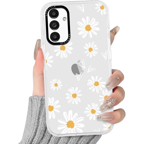 SJZG-Transparente Coque Pour Samsung Galaxy A54 5G, Aesthetic Fleur Coeur Marguerite Motif Étui Mignon Design Housse De Téléphone Pour Filles, Silicone Cover Case Pour Samsung A54 5G 6,4"",Blanc
