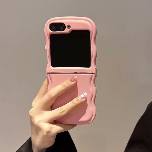 SJZG-Coque Pour Samsung Galaxy Z Flip 5/6 5G, Housse De Protection Wave Frame Etui En Ultra Léger Et Mince Antichoc Souple Tpu Bumper Cover Pour Filles Femme Full Caméra Protection, Rose