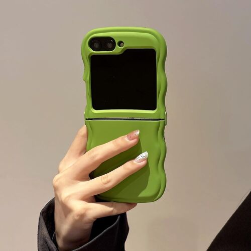 SJZG-Coque Pour Samsung Galaxy Z Flip 5/6 5G, Housse De Protection Wave Frame Etui En Ultra Léger Et Mince Antichoc Souple Tpu Bumper Cover Pour Filles Femme Full Caméra Protection, Vert