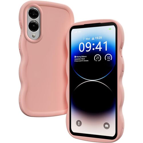 SJZG-Coque Pour Samsung Galaxy A07, Étui Housse Vague Cadre Forme Bouclée Mignon Liquide Silicone Antichoc - Rose