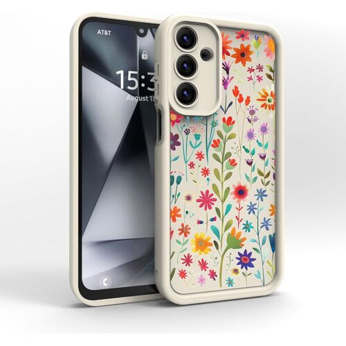 LORANKA-Coque pour Samsung Galaxy A26 5G - Étui Silicone Souple Fine Légère Elegant Désign, Protection Caméra Antichoc Anti-Rayures Mince Housse (White,Flowers)