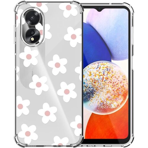 SJZG-Chooseu Transparent Coque Pour Oppo A38 4G / Oppo A18 4G Mince Souple Tpu Silicone Etui Fine Soft Étui Avec Fleur Florale Motif Pour Femme Antichoc Protection Case Cover Clair Housse - Rose Blan