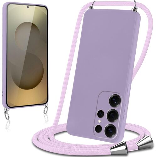 Coque Avec Cordon Pour Samsung Galaxy S25 Ultra 5G Collier Lanière Silicone Liquide Bumper Housse Réglable Téléphone Étui Portable Lanyard Case Cover Protection,Violet[POP945958]