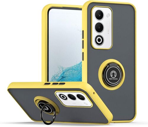 SJZG-Coque Pour Oppo A5 5G, Etui Téléphone Antichoc Avec Anneau De Support, Hard Pc Et Tpu Bumper Mat Translucide Case Cover - Jaune