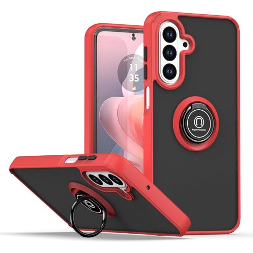 SJZG-Coque Pour Samsung Galaxy A17 5G/4G, Etui Téléphone Antichoc Avec Anneau De Support, Hard Pc Et Tpu Bumper Mat Translucide Case Cover - Rouge