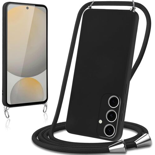 Coque Avec Cordon Pour Samsung Galaxy S24 Fe 5G Collier Lanière Silicone Liquide Bumper Housse Réglable Téléphone Étui Portable Lanyard Case Cover Protection,Noir[POP946026]