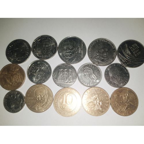 Lot De 15 Pièces Commémoratives De 1 Francs 2 Francs 5 Francs 10 Francs