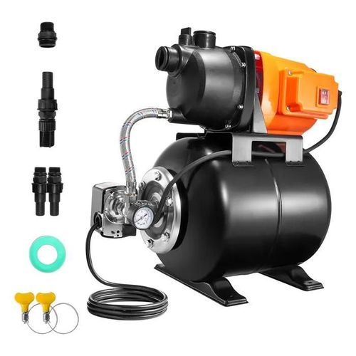 Pompe pour Puits Peu Profonds 1 CV-Duoku-1000 GPH-avec Réservoir Sous Pression-Pompe de Surpression Automatique pour Irrigation