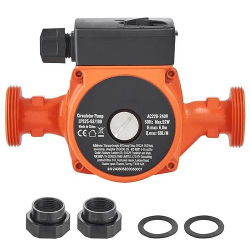 Pompe de Recirculation d'eau Chaude LPS25-6S-180 ¿ 220 V-Duoku-92 W-Pompe de Circulation 60 LPM, Silencieuse à 3 Vitesses