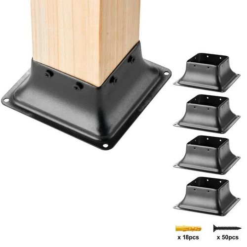 Base de Poteau-Duoku-101,6 x 101,6 mm-Support en Acier Robuste avec Revêtement-pour Rampes et Balustrades de Porche