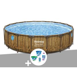 Kit piscine tubulaire ronde Bestway Power Steel avec hublots 5,49 x 1,22 m + Kit de traitement au chlore