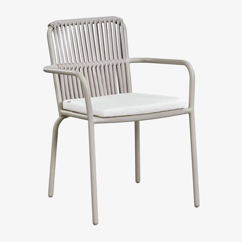 Lot De 2 Chaises De Salle À Manger Empilables Avec Accoudoirs En Aluminium Alberta Gris Clair