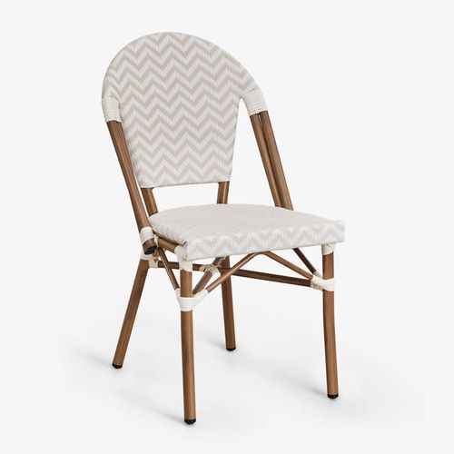 Lot De 4 Chaises De Salle À Manger Empilables En Aluminium Brielle Bistro Beige Nude - Blanc Gardenia