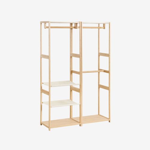 Armoire modulaire ouverte en bambou Deneb 2 pièces avec étagères et portant NATUREL