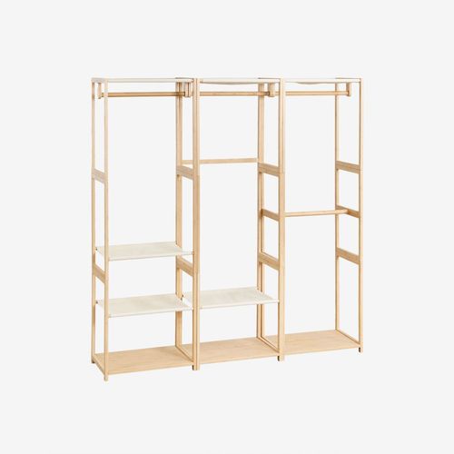 Armoire modulaire ouverte 3 pièces Deneb avec portant en bambou NATUREL