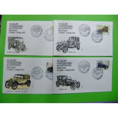 C 8 Espagne 1977 / Fdc Xii Salon Automobile / Edifil 2409 / 2412 Yvert 2048 / 2051