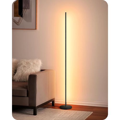 Lampadaire Sur Pied Salon Led À Intensité Variable En Continu, Lumière Blanc Chaud 3000k, Lampadaire D'angle Avec Interrupteur À Pied, Lampe D'ambiance Moderne Pour Chambre, Salon, Noir