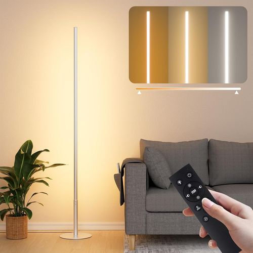 Lampadaire Led Sur Pied Salon, Dimmable Led Lampe Sur Pied Avec Télécommande Réglables Continu Luminosité & Couleurs 2700k-6500k, Lampadaire D'angle Moderne Lampe Lecture Pour Chambre, 147cm