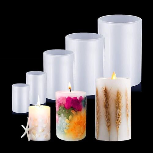 Lot de 5 moules cylindriques en silicone pour bougies parfumées et savons