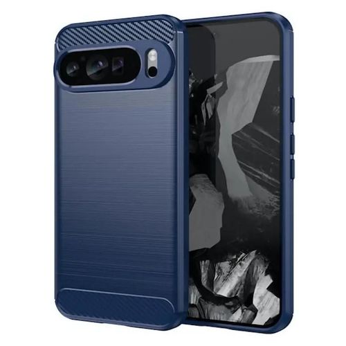 Coque Pour Google Pixel 10 Pro Xl - Housse Etui Silicone Gel Carbone + Film Ecran - Bleu Fonce