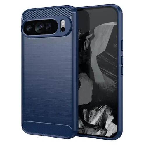 Coque Pour Google Pixel 10 Pro Xl - Housse Etui Silicone Gel Carbone + Verre Trempe - Bleu Fonce