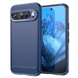 Coque Pour Google Pixel 10 / 10 Pro - Housse Etui Silicone Gel Carbone + Verre Trempe - Bleu Fonce
